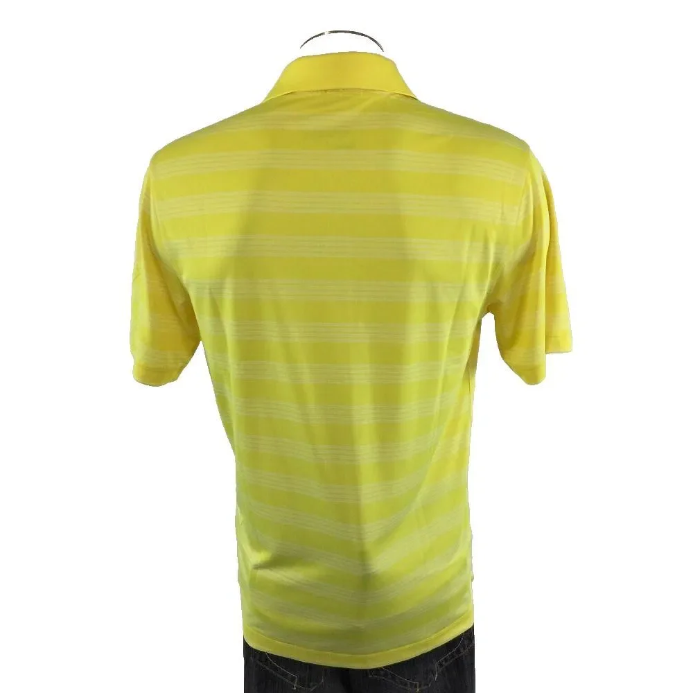 Nike‎ Golf Tour Performance Dri Fit Polo Shirt S Yellow White Stripe Mens Golf